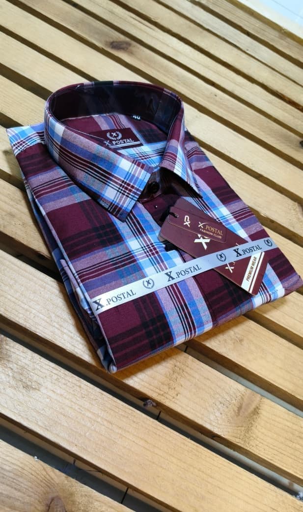 Cotton Elegance Maroon Checked Shirt