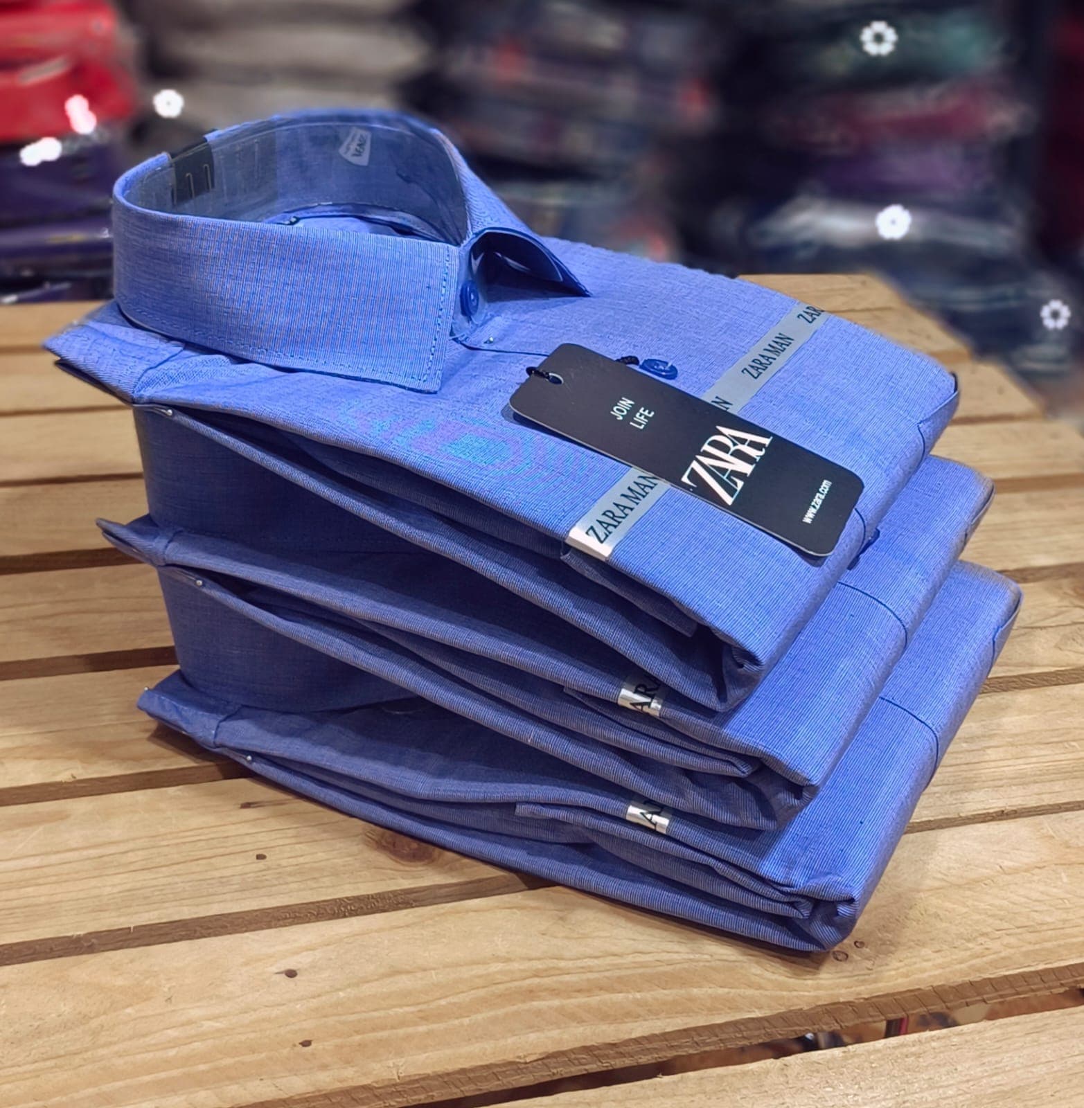 Cotton Elegance Textured Blue Shirt