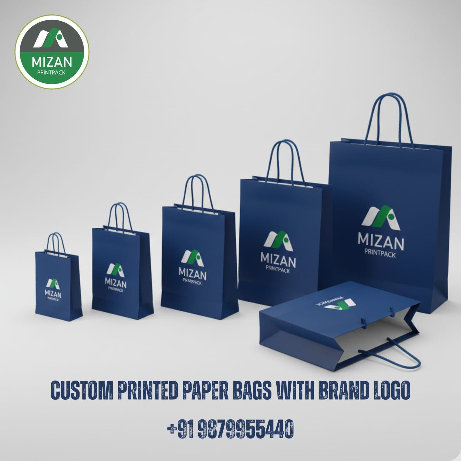 Custom Printed Paper Bags with Brand Logo Mizan Printpack