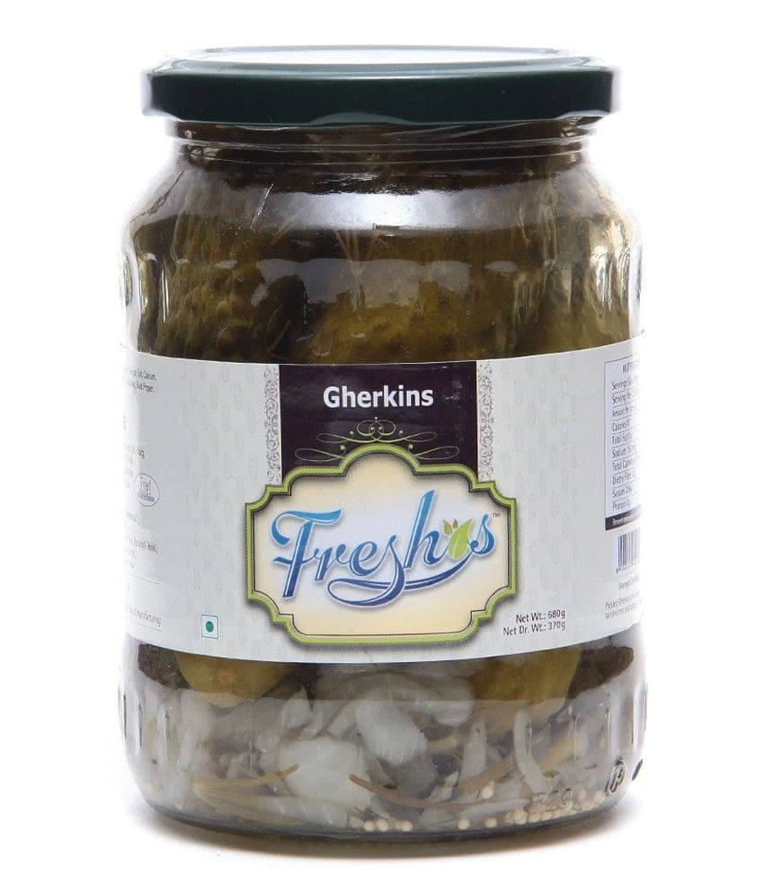 Freshos gherkins whole (bottle) 680 g