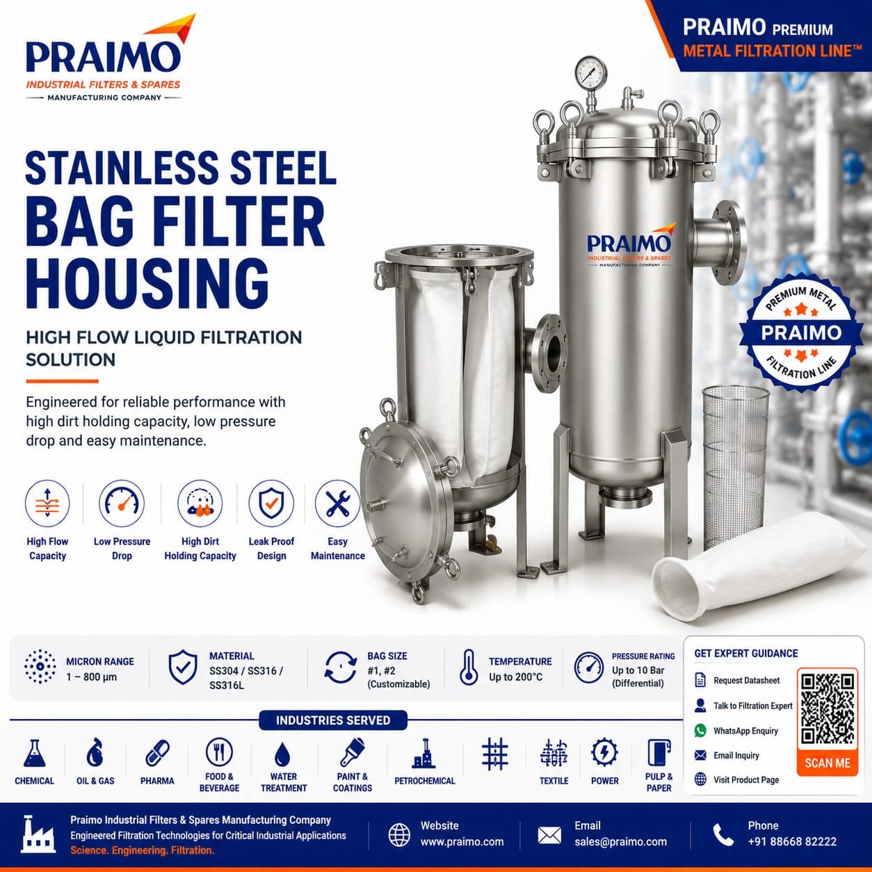 Stainless Steel Bag Filter Housing