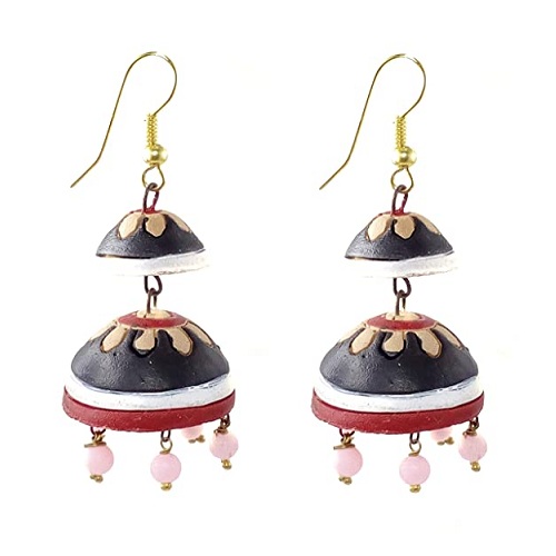 Combo of 2 Pairs Earrings – Terracotta, Ceramic Jhumki Earring.