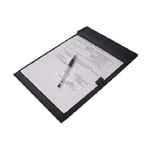 NJ Ultra Smooth PU Leather Clipboard, Business Meeting Magnetic Writing Pad with Pen Holder (Black)