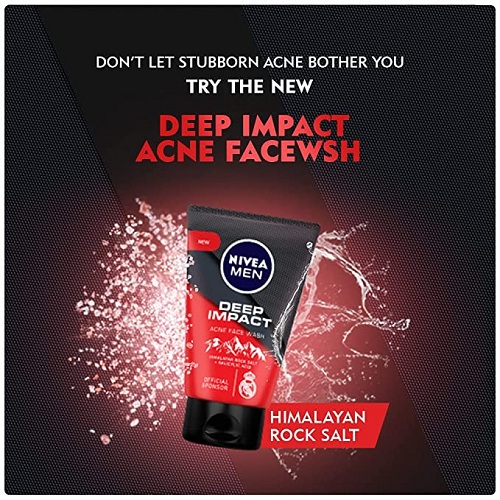 Nivea Men Facewash, Deep Impact Acne, With Himalayan Rock Salt, 100 Gm