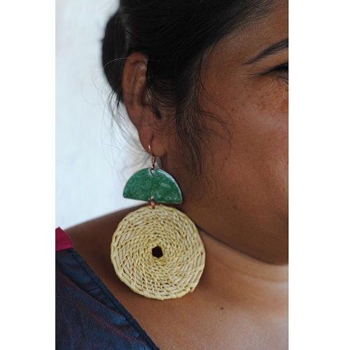 Ekibeki Chandrabindu Earrings Green