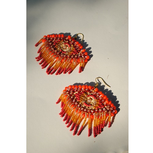 Ekibeki Nazar Earrings Red