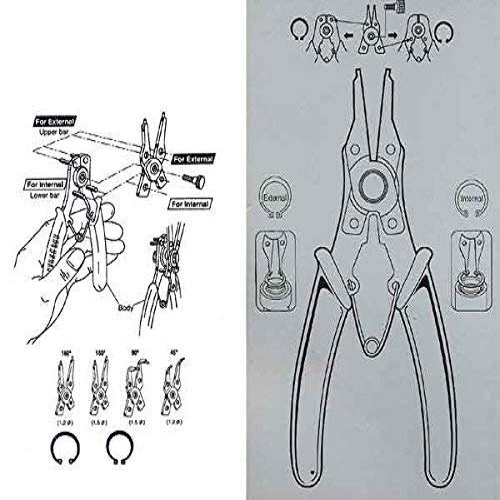 Generic 4 In 1 Snap Ring Pliers Plier Set Circlip Combination Interchangeable Retaining Clip Tool Kits External + Internal Retaining Multiple Jaws