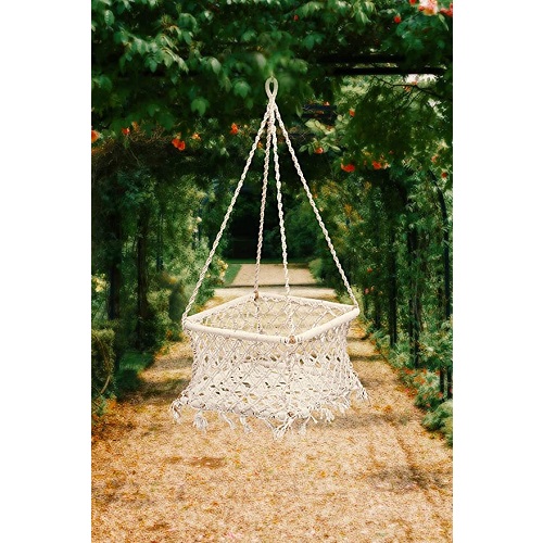 Curio Centre Make in India Cradle Hanging Swing Seat for Babies/Toddlers to Give Them Full Comfort Swing Chair Ideal for Outdoor and Indoor Use/Sturdy Rope Baby Swing White (26'' x 24'' x 12'')