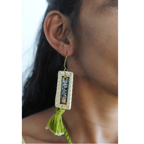 Ekibeki Jharokha Earrings Green