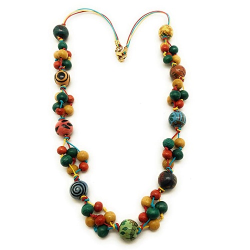 DCA Ceramic & Wood Necklace for Women - (Multicolored)