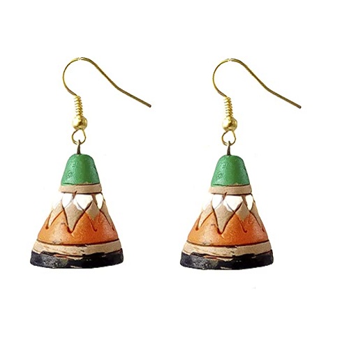 Combo of 2 Pairs Earrings – Terracotta, Ceramic Jhumki Earring.