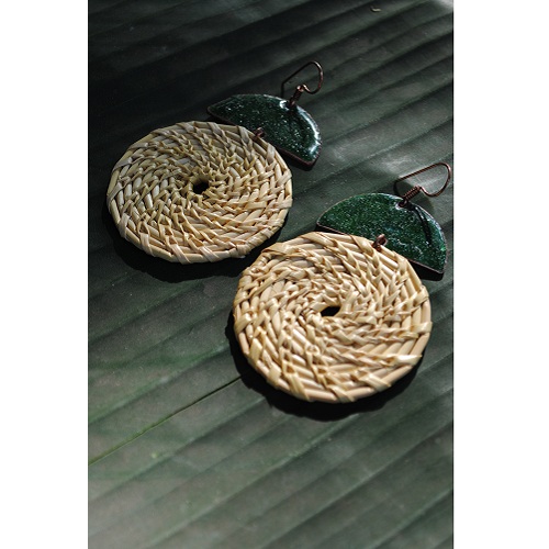 Ekibeki Chandrabindu Earrings Green