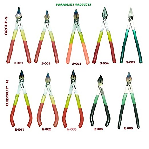 Paradise Tools (India)® 10-Type Mix Iron Sansi/Pakkad (Indian Pliers) Holder with Rubber Handle Smart for Holding Hot Product Or Jewellery/Kitchen Tool Straight/Round Type (Pack of 10)